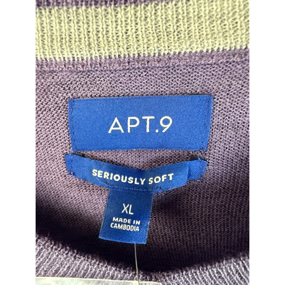 NWT Apt 9 V-Neck Seriously Soft Merino Wool Blend Sweater Mens XL Purple Hipster